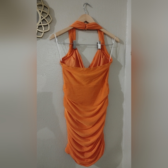 SHEIN BAE Halter Neck Backless Ruched Bodycon Dress - Picture 7 of 9